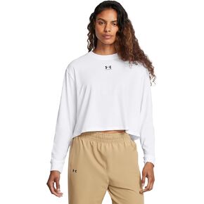 Under Armour Women's Standard Rival Boxy Long Sleeve T-Shirt, White/Black