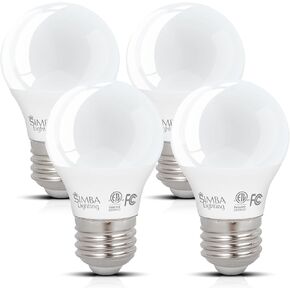 Simba Lighting LED A15 ETL Listed Light Bulbs (4-Pack) 5W 40W Replacement for Appliances, Refrigerators, Ceiling Fans, 120V, E26 Standard Medium Base, Frosted Cover, Not Dimmable, 5000K Daylight