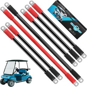 7PCS Golf Cart Heavy Duty Battery Cables, Fit Club Car DS 1994-UP 2 Awg 36 & 48 Volt 4 Gauge Golf Cart Battery Cables, Club Car DS Battery Wiring Kit, Golf Cart Pure Copper Wiring Kits