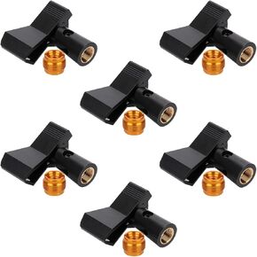 6pcs Mic Clips for Stands, Adjustable Wireless Mic Clamp with 6 Adapters, Anti-Slip Microphone Holder Universal, Mount Accessories for Mic Stand with 5/8 Inch Male to 3/8 Inch Female Screw Adapter
