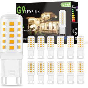 DAYBETTER G9 Led Bulb 12 Pack 3000K Soft Warm White 4W, Equivalen G9 Halogen Light Bulb 40 Watt, T4 G9 Bi Pin Ceramic Base, 120V 450LM No-Flicker 360° Beam Angle Non-Dimmable, G9 Bulb for Chandeliers