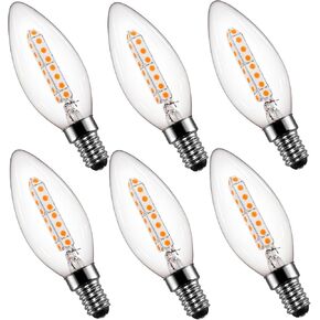 NS Light Bulbs E12 ETL Listed Not Dimmable Candelabra LED Light Bulbs 8W，B11 High Brightness Daylight White 5000K，Clear Glass，6 Pack