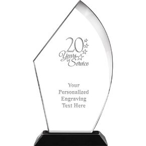 Customizable Acrylic Trophy, 11" Engraved 20 Years of Service Voyage Acrylic Award