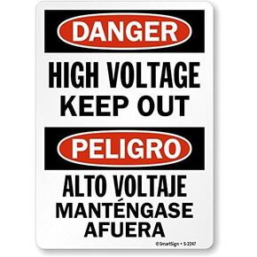 SmartSign “Danger - High Voltage, Keep Out" Bilingual Sign | 10" x 14" Plastic