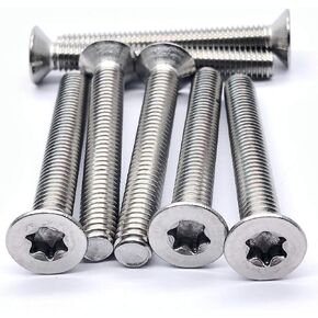 M6-1.0×45mm 304 Stainless Steel Countersunk Head Torx Screws 20pcs, Full Thread Screws, Standard Torx Drive Head. (Size: M6x45mm)
