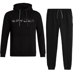 Spyder Men's Sweatsuit Set - 2 Piece Warm Up Performance Fleece Pullover Hoodie and Athletic Jogger Pants Set for Men (S-XXL)