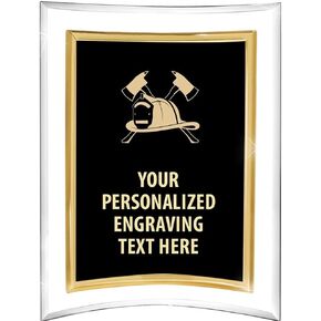 Firefighter Crossed Axes Acrylics - 9" Picturesque Freestanding Acrylic Frame Firefighter Crossed Axes Presentation Award, Free Customization Prime