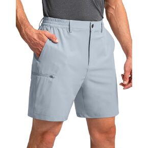 Pinkbomb Men's Golf Shorts with 6 Pockets Stretch Quick Dry Hiking Work Dress Shorts for Men (Light Grey, 3X-Large)
