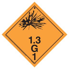 Division 1.3G Explosives Placard, Wordless, 10.75" x 10.75" Removable Self Adhesive Vinyl for Temporary Applications, DOT Hazmat Compliant, 25 Pack, J. J. Keller & Associates, Inc.
