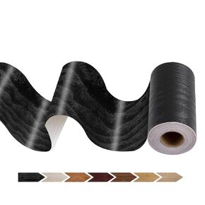JUNART Wood Grain Repair Tape(10cm×1000cm), Self-Adhesive Waterproof Realistic Textured Repair Duct Tape for Tables, Baseboards, Doors, Windows, and Floors with Plastic Scraper(Black Wood)