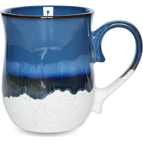 Bosmarlin Large Ceramic Coffee Mug, 20 Oz, Big Tea Cup for Office and Home, Dishwasher and Microwave Safe(20 Oz, Deep Blue)