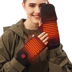 Rechargeable Heated Gloves for Women Men, Full & Half Finger Electric Gloves for Winter Cold Weather, Touchscreen Fingerless Gloves Hand Warmers Hot Compress