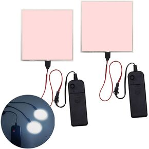 Glowing LED Eyes Cuttable 2PCS 10 * 10cm EL Panel Electroluminescent Light Sheet Decorations Light Lamp Sheet Neon Sheet with Battery Inverter (White)