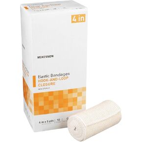 McKesson Elastic Bandages, Non-Sterile, Hook and Loop Closure, 4 in x 5 yd, 10 Count, 1 Pack