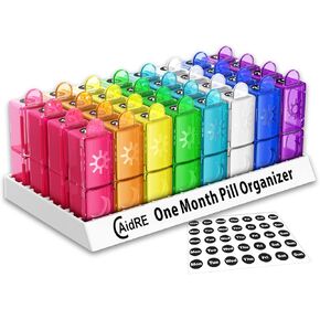 Monthly Pill Organizer, CAidRE 30 Day Pill Organizer 2 Times a Day, One Month Pill Box Organizer 2 Times a Day, 31 Day Pill Organizer AM PM, Weekly Pill Holder for Fish Oil, Vitamins, Supplements