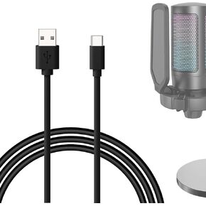 Geekria for Creators Type C to USB A Microphone Cable 6.6 ft / 2 M, Compatible with FIFINE AmpliGame A6, HyperX QuadCast S, SoloCast, Logitech G Yeti GX, TONOR TC30 Mic Cord (Black)
