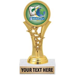 Crown Awards Geography Trophies, 5 1/2" Starbeam Geography Trophy, Engraving Included Prime