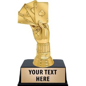Crown Awards Cribbage Hand Trophies with Custom Engraving, 6" Personalized Cribbage Hand Trophy On Black Base Prime