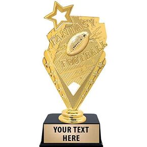 Fantasy Football Trophies with Custom Engraving, 6" Personalized Fantasy Football Award Trophy On Black Base Prime