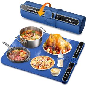 Electric Warming Trays for Food - Portable Warming Mat for Food with Full Surface Heating and 18-Hours Auto Shut-Off, Food Warmer Mat for Buffet Parties Gatherings to Keep food Warm(Blue)