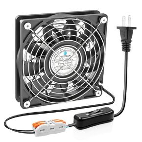 120mm Fan,120x25mm EC Brushless Cooling Fan, High Static Pressure AC 110V 120V 220V 240V Axial Fan,with AC Power ON/Off Switch Extender Cable, for DIY Cooling Industrial Case Exhaust Projects