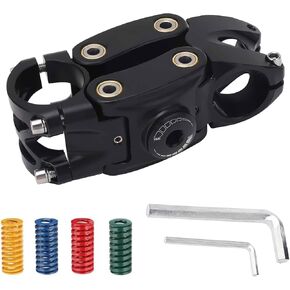 Suspension Stem for Bikes, Shock-Absorbing Handlebar Stem with 4 Replaceable Coil Springs of Different Stiffnesses for Road Hybrid BMX Mountain Bike