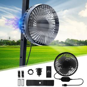 Magnetic Portable Golf Cart Fan, USB Powered Cooling Fan for EZGO Club Car Yamaha ICON, 3-Speed Settings and Low Noise Designed, 360° Rotatable with Magnetic Mount Base, Won't Fall Off (1)