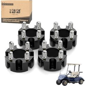 10L0L Golf Cart 2 inch Wheel Spacers for Yamaha, EZGO, Club Car (4x72mm Bolt Pattern, 68mm Hub Bore, 1/2-20 Studs) 4 Pack, Black