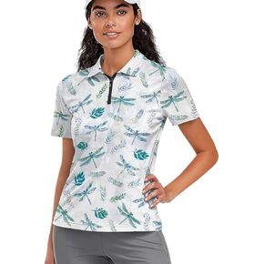 Women's Short Sleeve Golf Shirts Sun Protection Tops Quick Dry Athletic Tennis T-Shirt Quarter Zip Golf Tees XS-XXL in Kuwait