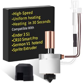 Ender-3 S1 Ceramic Heating Block: Compatible with Creality Ender 3 S1/ Pro, CR10 Smart Pro, Sermon V1 3D Printer Hotend, Fast Heating, High Flow/High-Speed Printing, by SAPLUSREPRAP