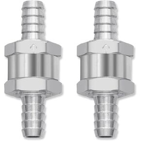 2PCS 3/8" 10mm Non Return One Way Fuel Line Check Valve, Aluminium Alloy Car One-Way Inline Fuel Hose Check Valve for Fuel Line Petrol Diesel Fuel Oil Water (3/8" 10mm)