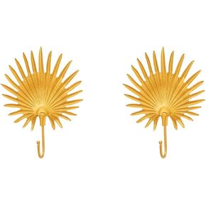 2Pcs Leaf Wall Hook Decorative Metal Hooks Gold Door Hooks Sunflower Wall Hook Hanger Self Adhesivehook Wall Art Decoration for Door, Wardrobe, Wall
