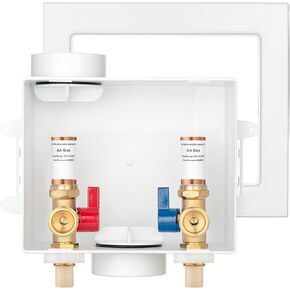 (1 Pack) Lidertik Washing Machine Outlet Box CPVC 1/2 inch with Copper Hammer Arrestors, Inlet 1/2 inch CPVC Pipe Fitting x Outlet 3/4 inch Male Thread LI-XYJH-640