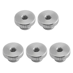 Yinpecly Knurled Thumb Nuts, M6 Through Hole Round Knobs ，Whitewash 304 Stainless Steel, Pack of 5