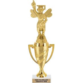 Crown Awards Spelling Bee Trophy, 11" Gold Cup Spelling Trophies with Engraving Included Prime