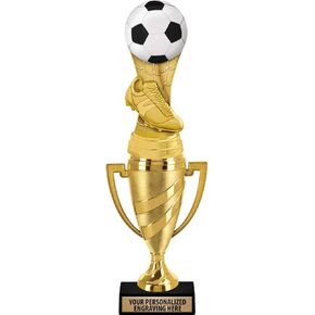 Crown Awards Soccer Trophy, 14" Gold Cup Colorific Soccer Trophies with Free Personalization Prime