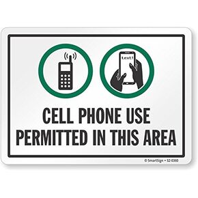 SmartSign “Cell Phone Use Permitted in This Area" Label | 10" x 14" Laminated Vinyl