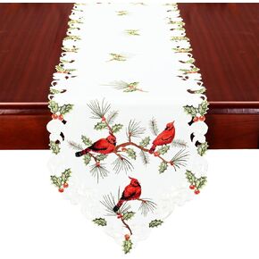 Simhomsen Embroidered Cardinal Table Runner for Christmas Holidays Decorations (14 × 54 Inches)