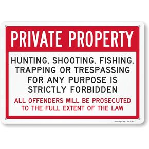 SmartSign Private Property Hunting Shooting Forbidden Sign - 10" x 14", Rustproof 40 mil Laminated Aluminum, Red/White/Black, Durable Metal Sign for Outdoors, USA-Made, 100-Years of Sign Expertise