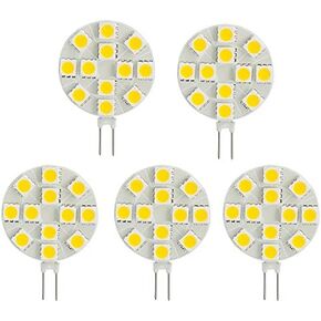 SG4-12T-DW Side Pin G4 LED Disc Halogen Replacement Bulb, 2.4W, 20-25W Equal, Daylight White 5000K, 5-Pack(Not Dimmable)