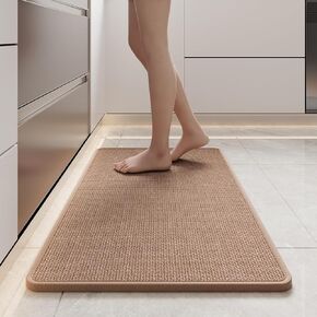 17x30 Brown Kitchen Rugs, Oil and Water Absorbent Kitchen Rug Runner, Imitated Linen Kitchen Rugs Non-Slip Washable,Thick Kitchen Mat,Non-Slip and Durable Indoor Runner Rugs for Entryway