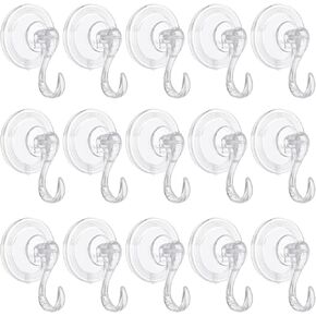 16PCS Suction Cup Hooks for Shower, Heavy Duty Vacuum Suction Cups with Hooks, Wreath Hooks Removable Reusable Bathroom Suction Hooks for Kitchen Bathroom Door Window