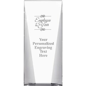 Custom Engraved Glass Trophy - Recognition & Employee Awards - 11" Waterfall Corporate Awards with Personalized Engraving