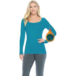 M&M SCRUBS Women's Long Sleeve Scoop-Neck T-Shirt Under Scrub (Teal, Large)