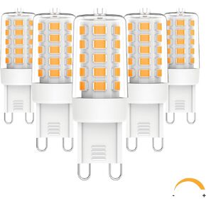 G9 LED Bulb Dimmable, 2700K Warm White, T4 Chandelier Light Bulbs G9 Bi Pin Ceramic Base, G9 Base Bulb 120V 400 Lumen 360°Beam Angle, G9 Light Bulbs 4W Equivalent 40 Watt, 5Pack