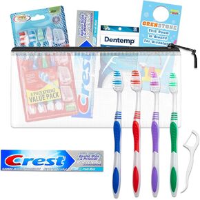 Oral Care Traveling Kit for Family - Bundle with Travel Toothbrush, Floss, Toothpaste, and More for Kids and Adults | TSA Friendly Toothbrush Set