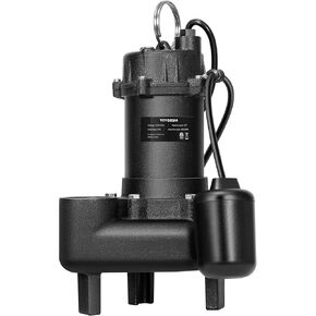 VIVOSUN 1 HP Submersible Sewage/Effluent Pump, 5220 GPH, Cast Iron Sump Pump with Automatic Adjustable Float Switch & 2'' NPT discharge, Perfect for Sewage System, Septic Tank, Basement