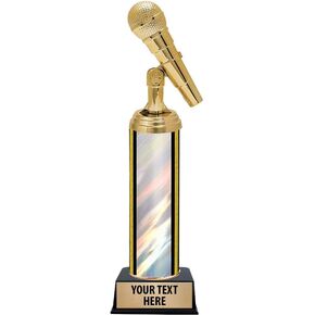 10.5" Microphone Trophies - Microphone Silver Trophy Awards Prime