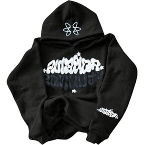 GORGLITTER Men's Letter Graphic Hoodies Pullover Casual Hooded Long Sleeve Sweatshirt
