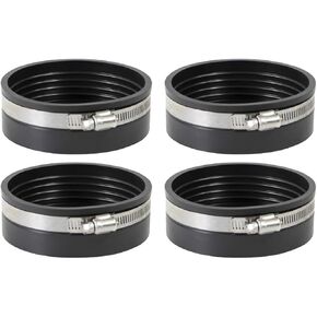 3972x4 Flexible Pvc Pipe Cap with Stainless Steel Clamps, 5 Inch Black (Pack of 4)